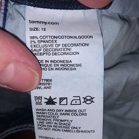 TOMMY‎ HILFIGER low rise flare embroidered pocket blue jeans 12 - Picture 3 of 4